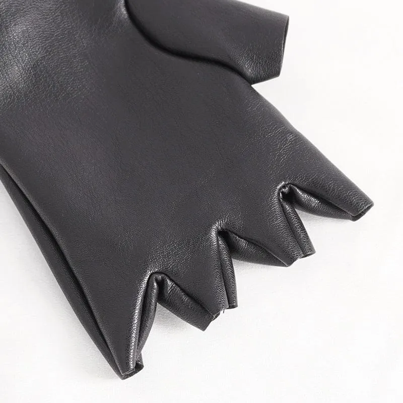 Men's Punk Studded Faux Leather Half-finger Gloves