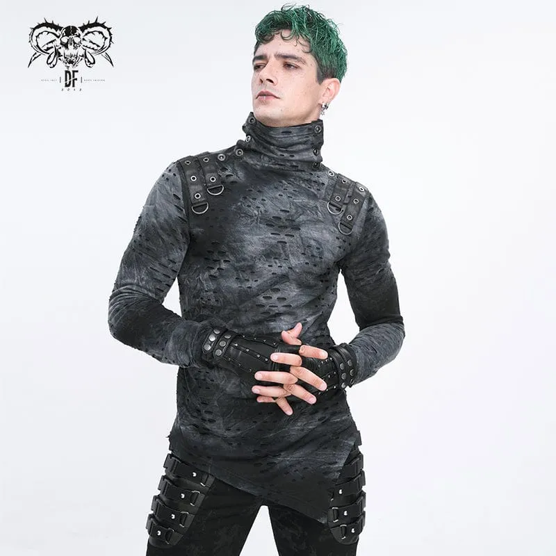 Men's Punk Studded Faux Leather Half-finger Gloves