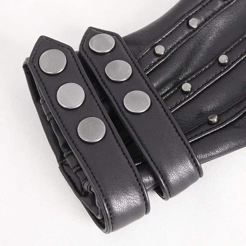 Men's Punk Studded Faux Leather Half-finger Gloves