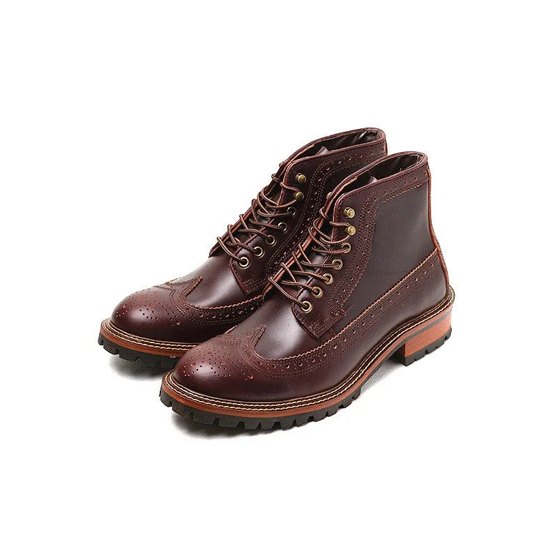 Men's Vintage Handmade Genuine Leather Motorcycle Casual Ankle Boots