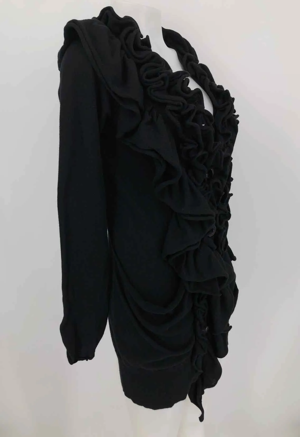 MOTH Black Cotton Ruffle Trim Wrap Size SMALL (S) Sweater