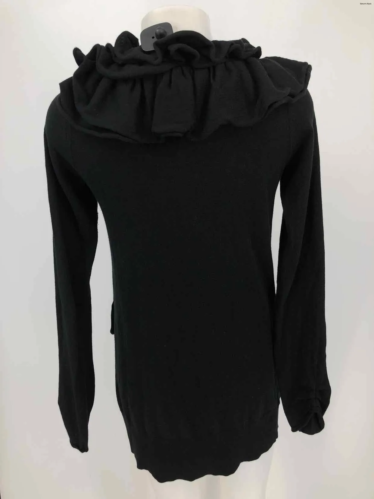 MOTH Black Cotton Ruffle Trim Wrap Size SMALL (S) Sweater