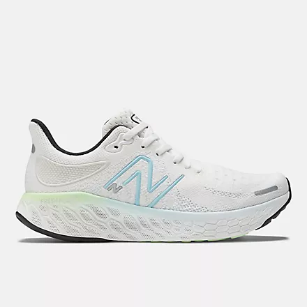 New Balance Women’s 1080 Athletic Shoes- White/Beach Blue/Green Aura