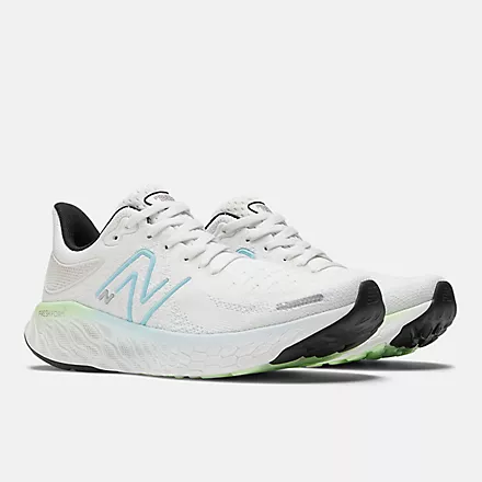 New Balance Women’s 1080 Athletic Shoes- White/Beach Blue/Green Aura