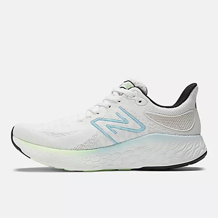 New Balance Women’s 1080 Athletic Shoes- White/Beach Blue/Green Aura