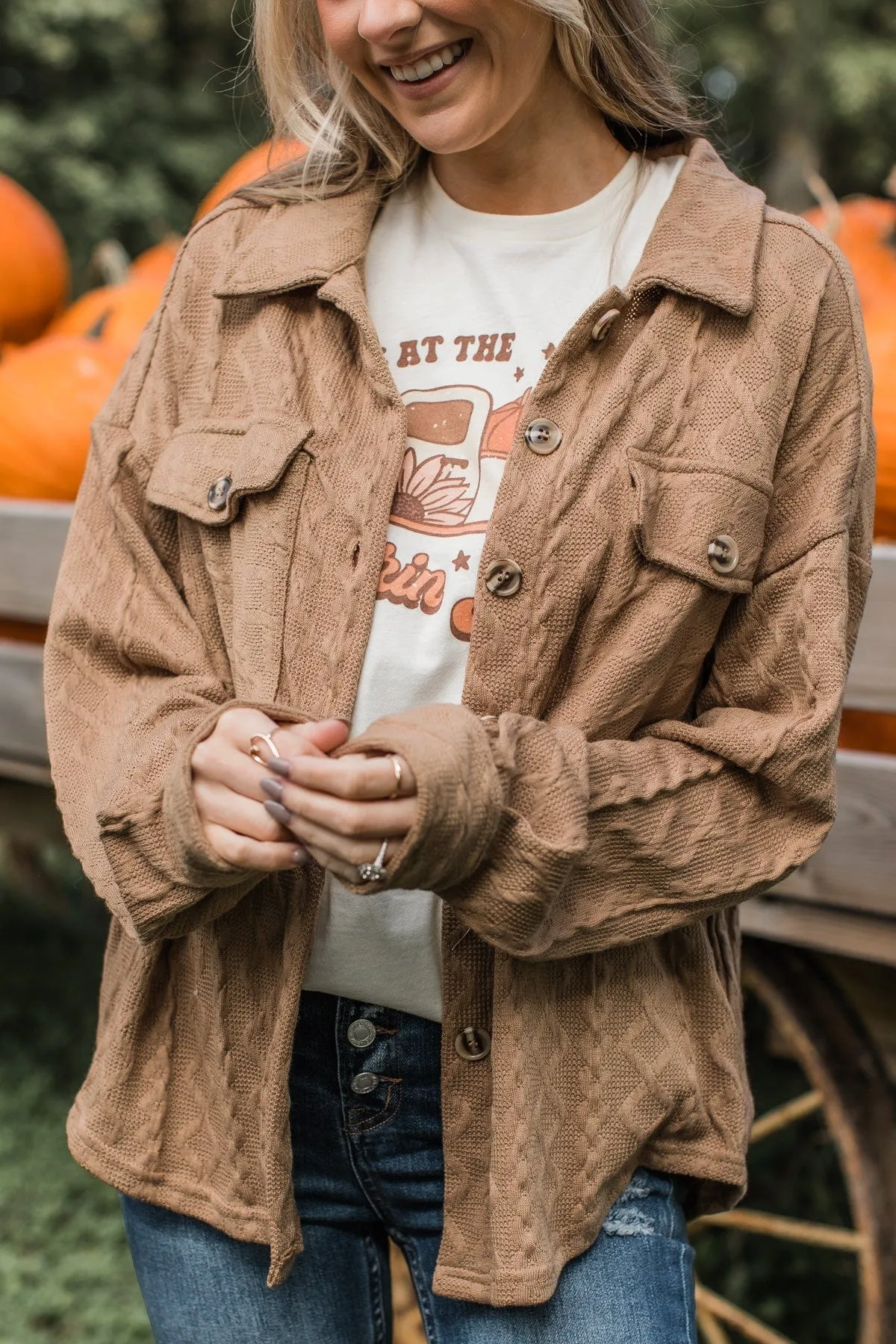 On To The Next Knit Shirt Jacket- Mocha