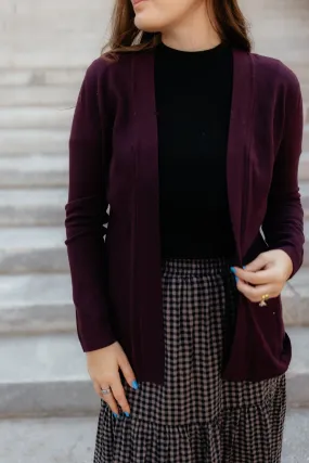 Open Front Cardigan Cabernet