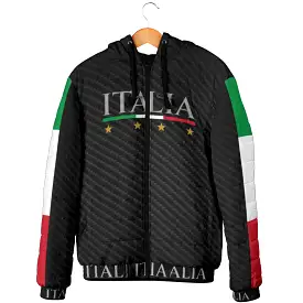 Padded Hooded Jacket Italy - carbon effect