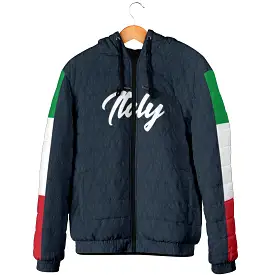 Padded Hooded Jacket - Italy Navy