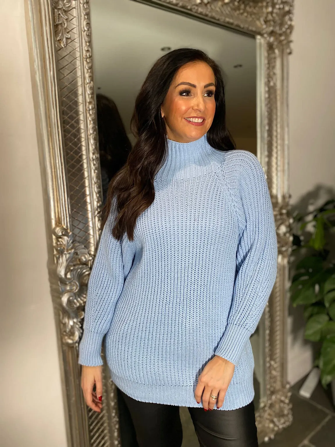 Pale Blue High Neck Knit Marilyn