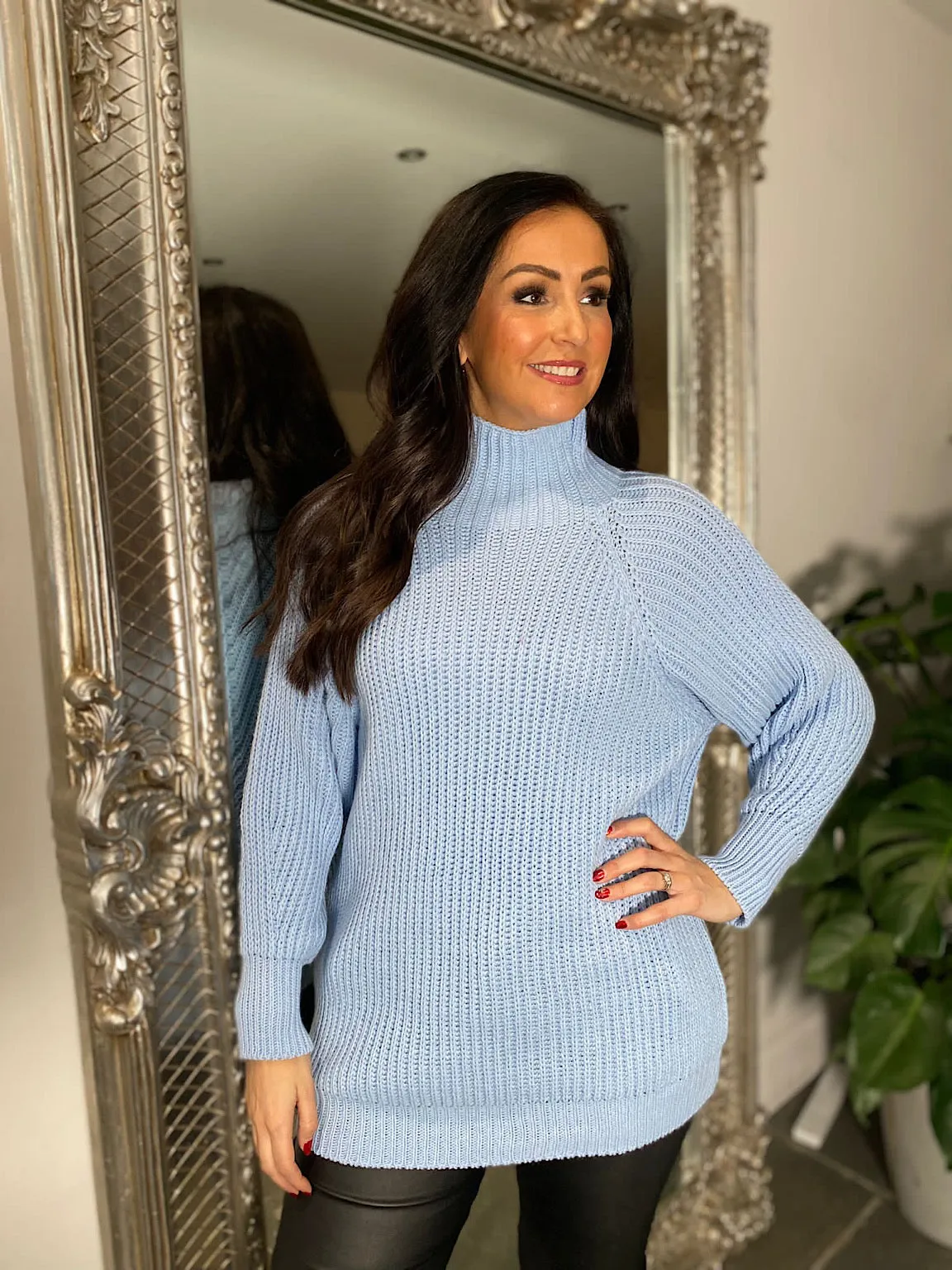 Pale Blue High Neck Knit Marilyn