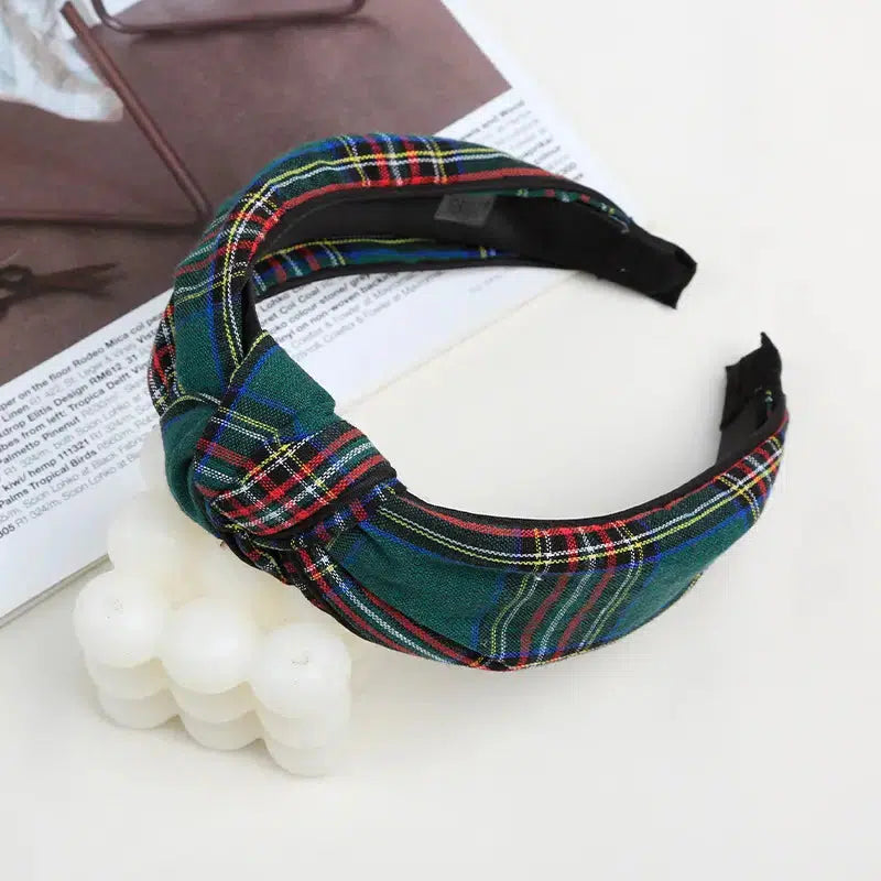 Plaid Cross Knot Headbands