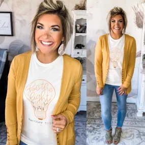 Reason To Smile Snap Cardigan - Mustard