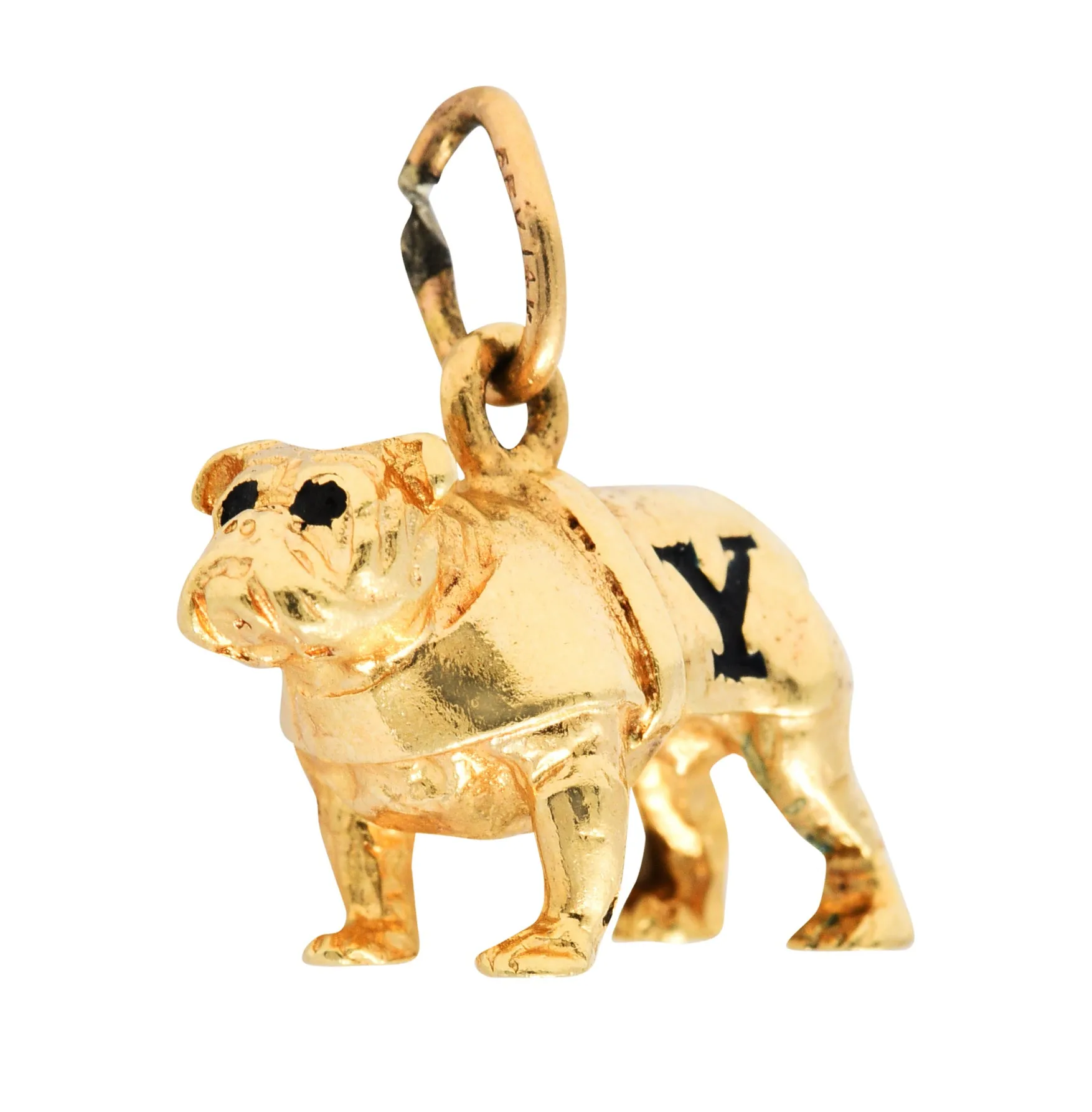 Retro Yale 14 Karat Yellow Gold Bulldog Charm