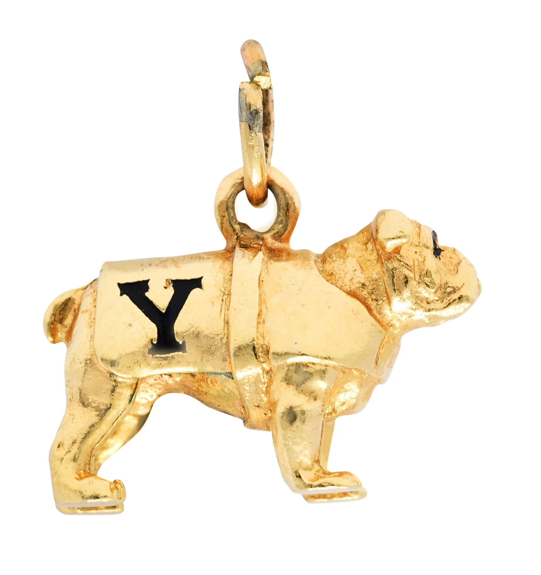 Retro Yale 14 Karat Yellow Gold Bulldog Charm