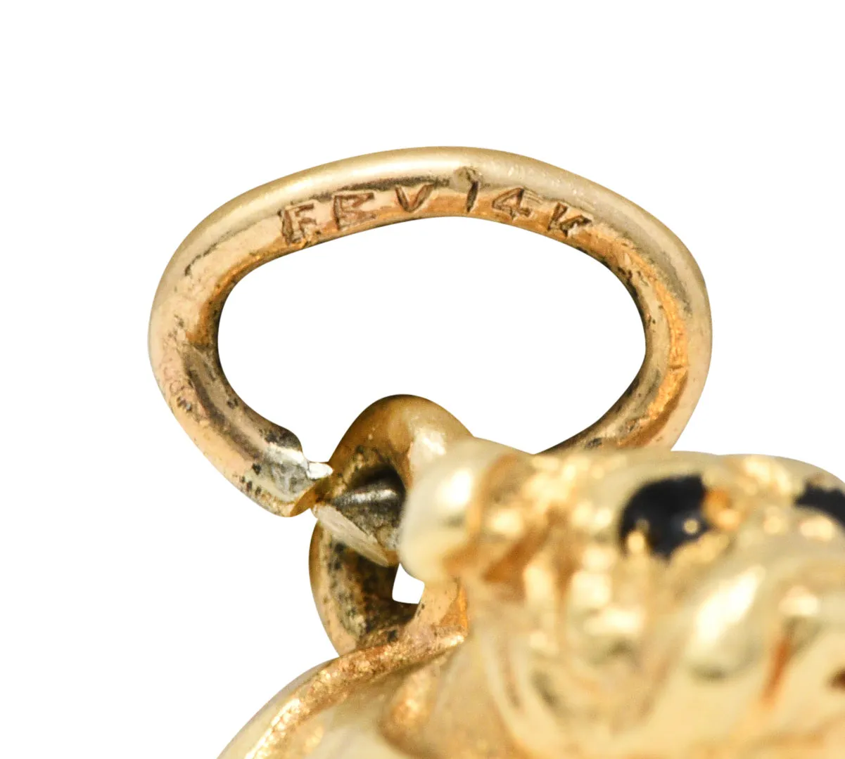 Retro Yale 14 Karat Yellow Gold Bulldog Charm