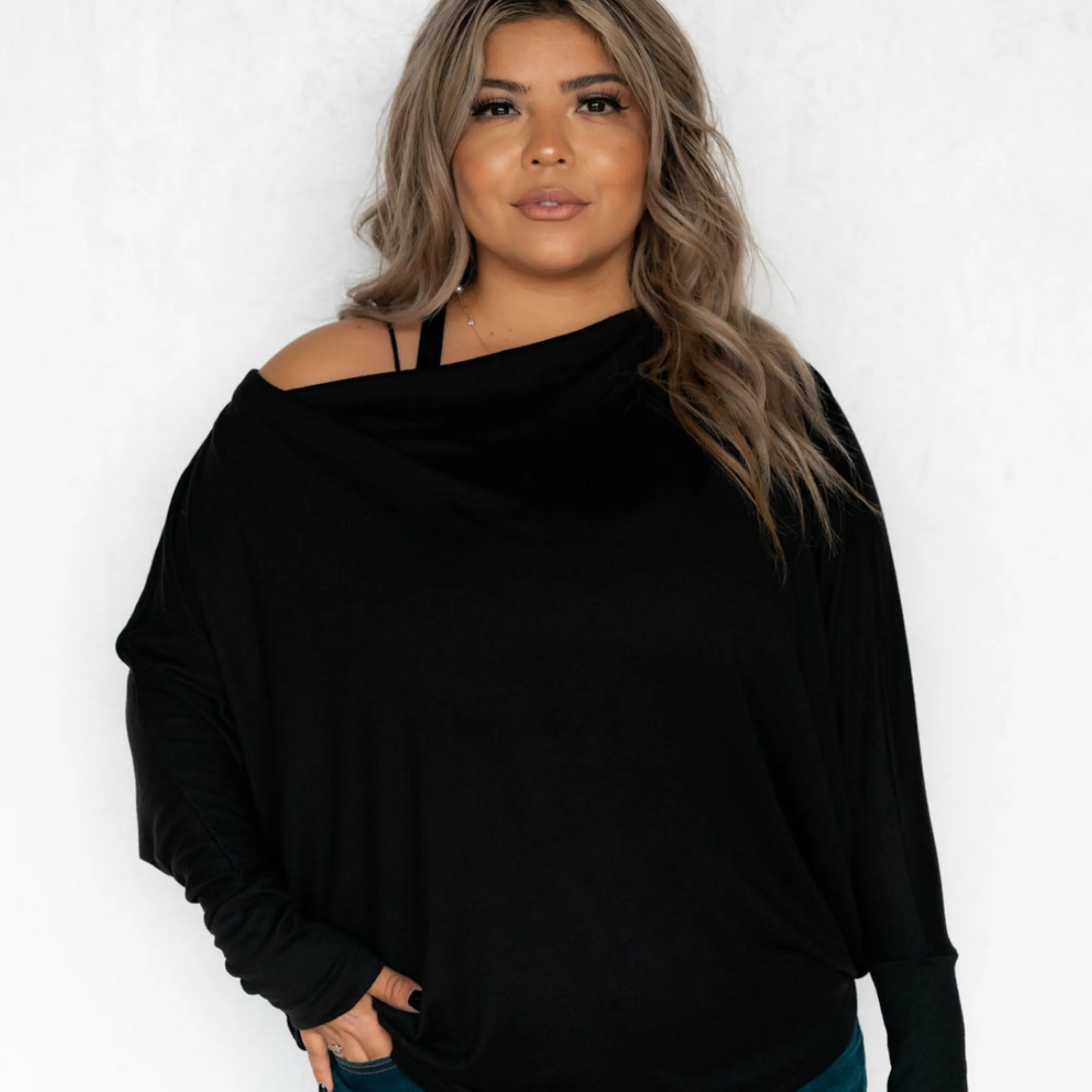 Simply Overjoyed Dolmen Sleeve Top