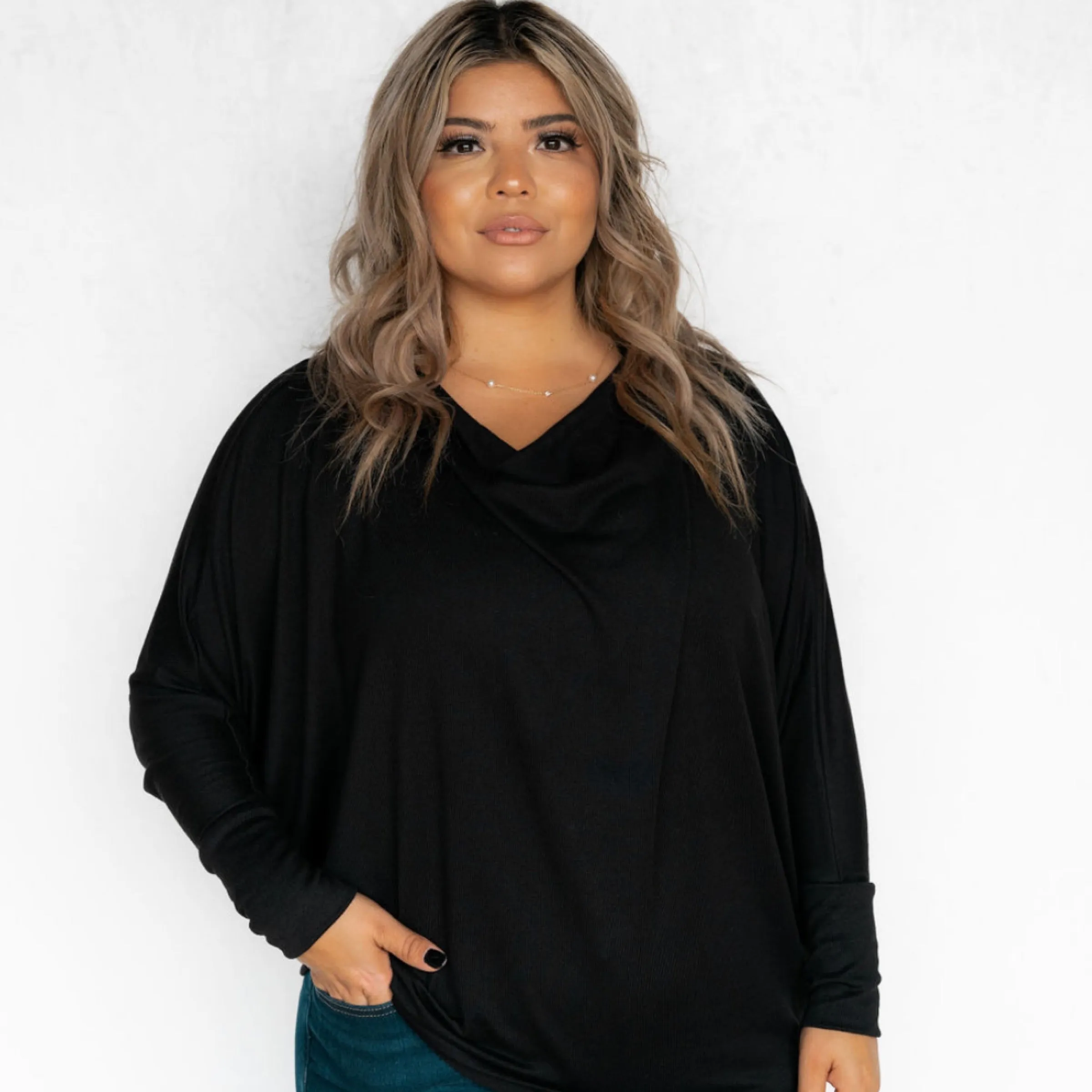 Simply Overjoyed Dolmen Sleeve Top