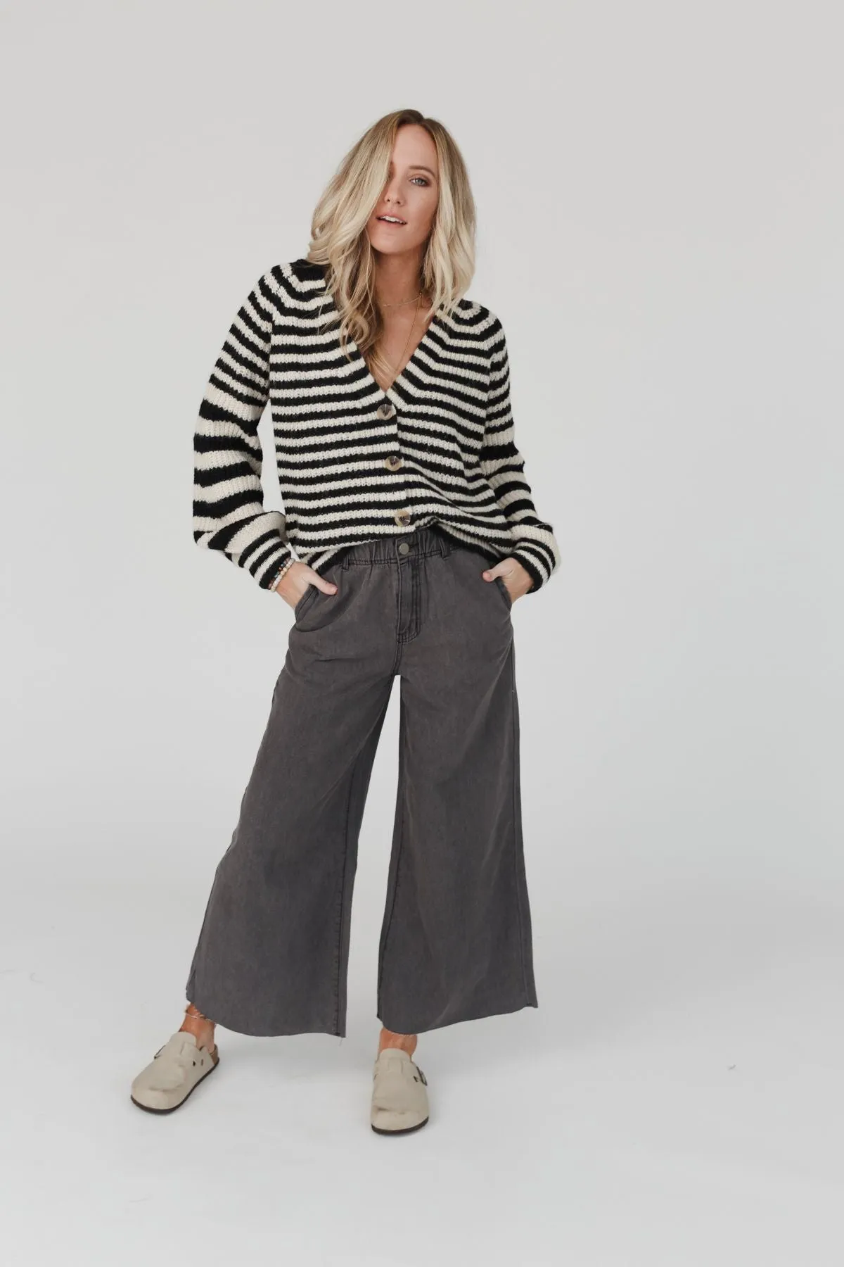 Simply You Wide Leg Jeans - Washed Black