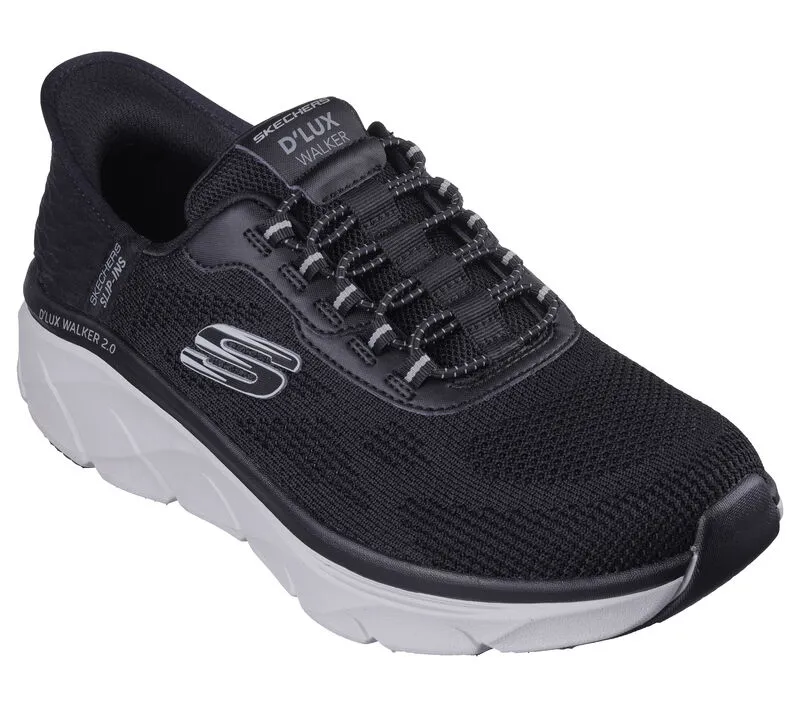 Skechers Men’s D’Lux Walker 2.0 Rezinate Slip In Shoes-Black/Grey