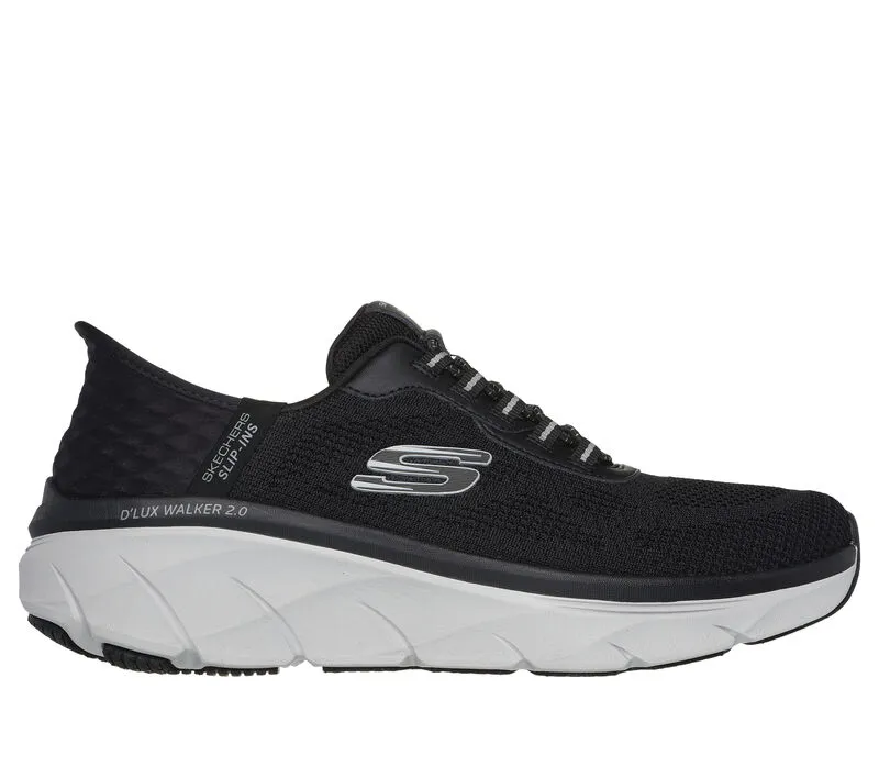 Skechers Men’s D’Lux Walker 2.0 Rezinate Slip In Shoes-Black/Grey