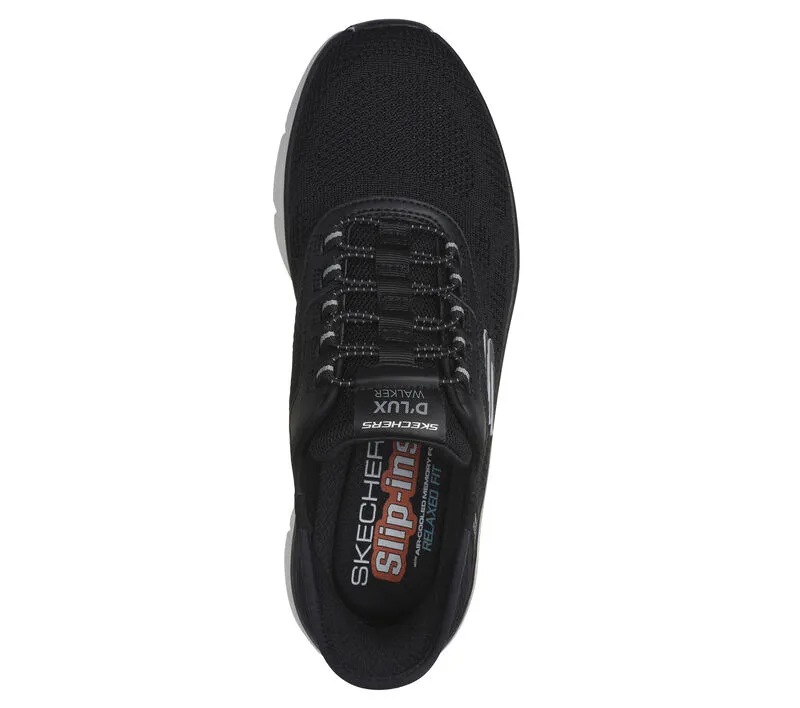 Skechers Men’s D’Lux Walker 2.0 Rezinate Slip In Shoes-Black/Grey