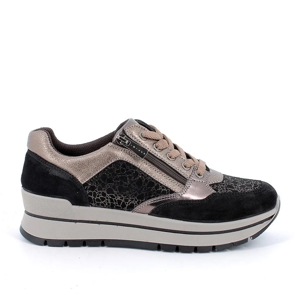 SNEAKERS IGI&CO DONNA IN PELLE NERO - BRONZO 4673155