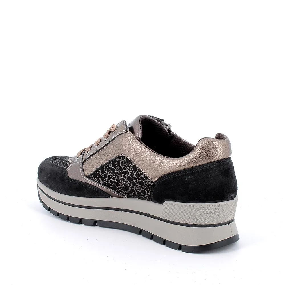 SNEAKERS IGI&CO DONNA IN PELLE NERO - BRONZO 4673155