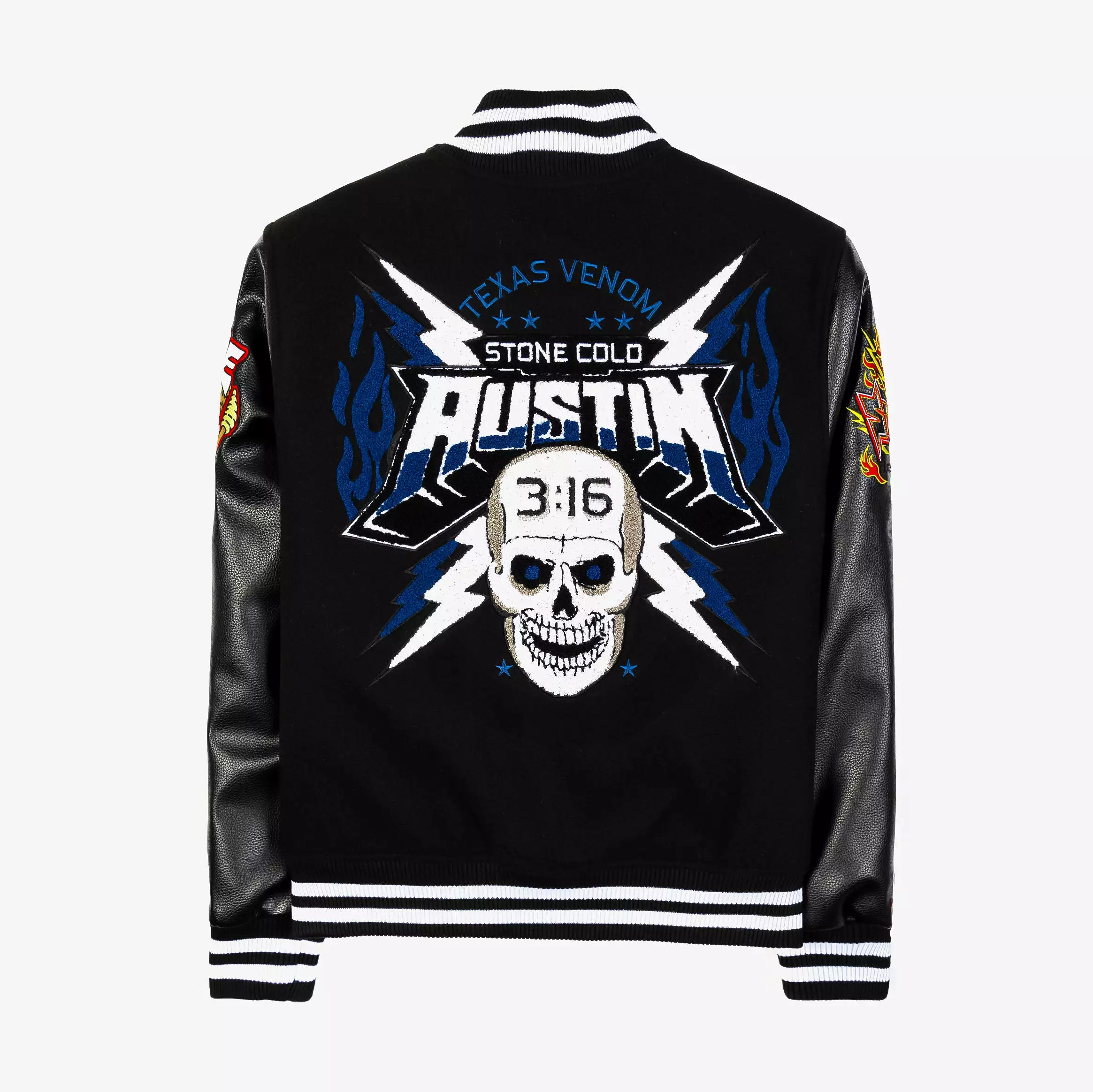 SP x WWE Stone Cold Varsity Mens Jacket (Black/Blue)