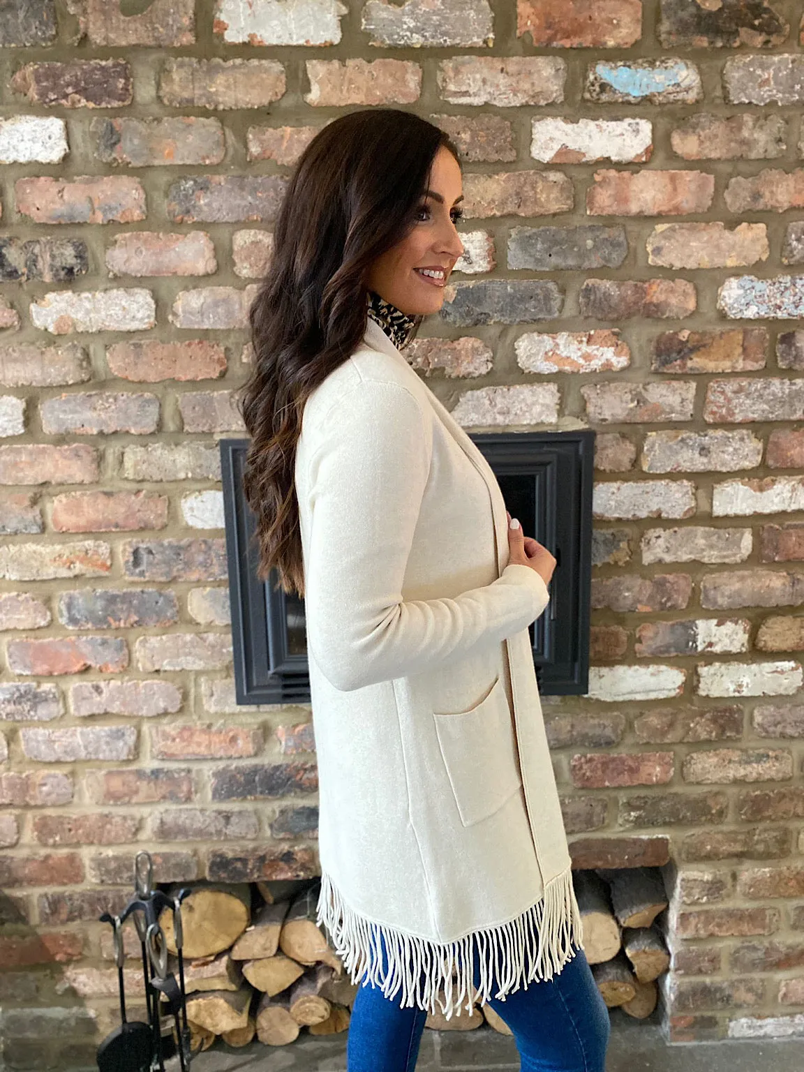 Tassel Trim Cardigan Dove