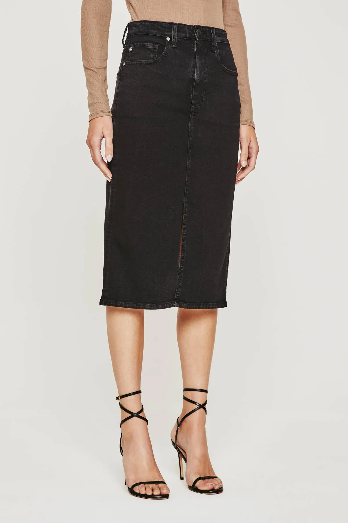 TEFI DENIM SKIRT IN BLACK CAST