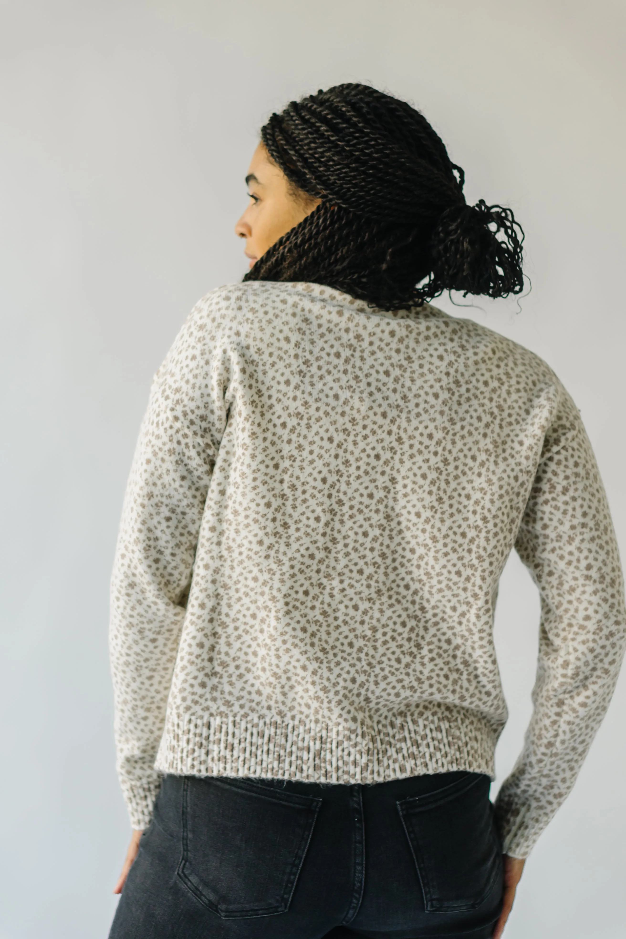 The Chaplin Floral Cardigan in Cream + Taupe