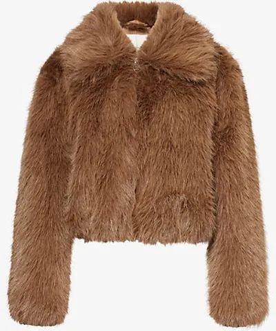 THE FRANKIE SHOP Womens Camel Hope wide-collar faux-fur jacket