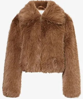 THE FRANKIE SHOP Womens Camel Hope wide-collar faux-fur jacket