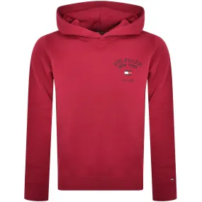 Tommy Hilfiger Logo Pullover Hoodie Burgundy