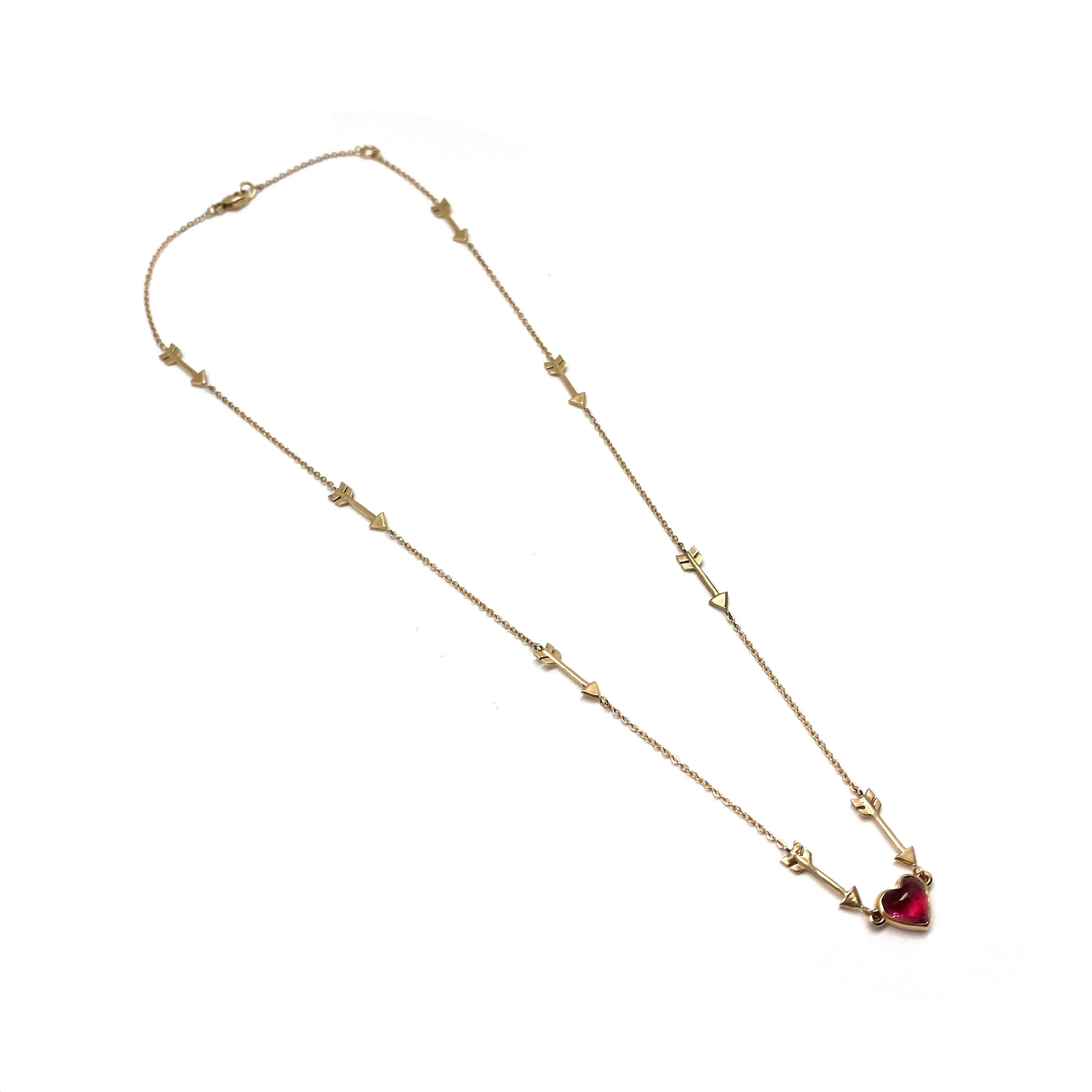 Tourmaline Heart and Arrows Necklace