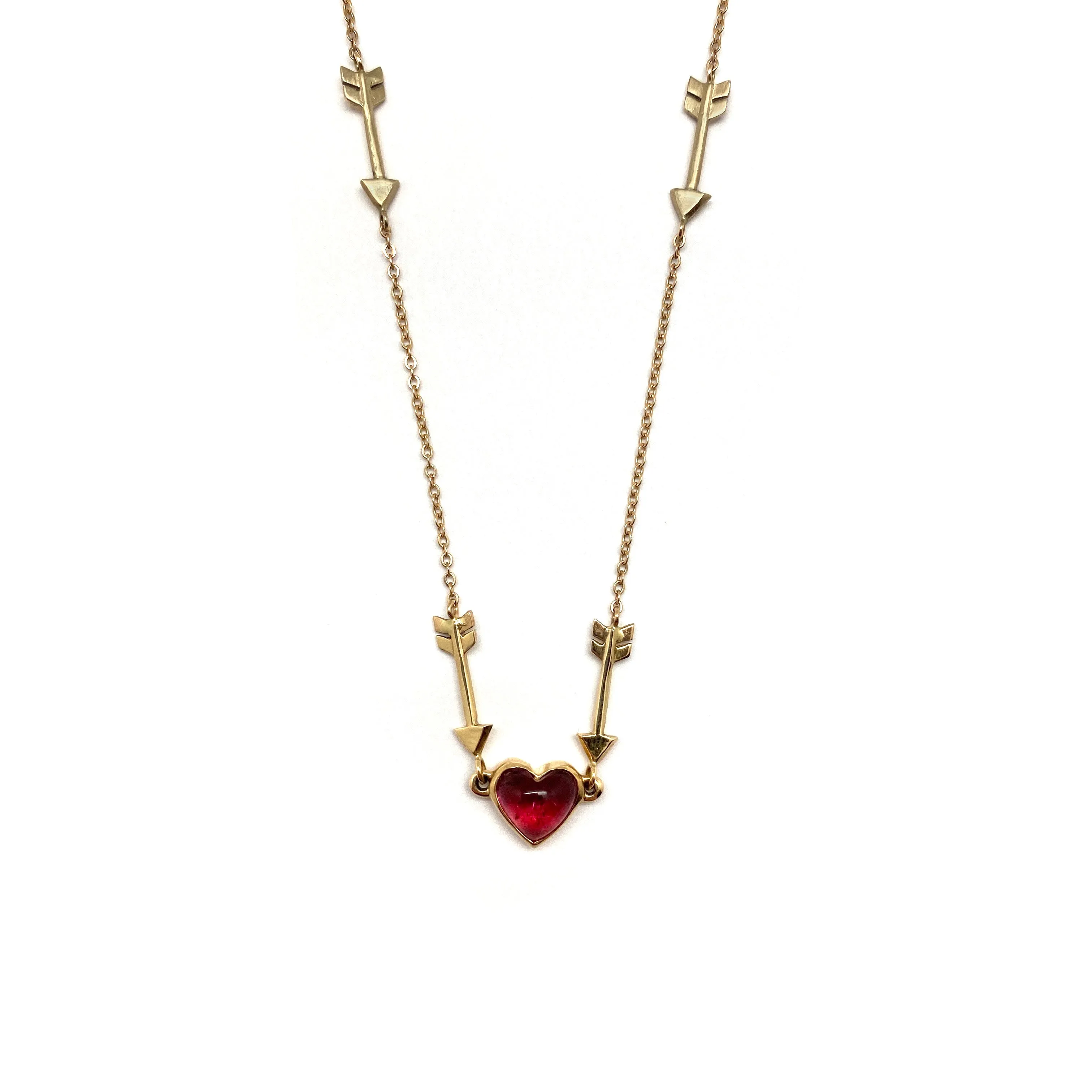 Tourmaline Heart and Arrows Necklace