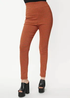 Unique Vintage Rizzo Pumpkin Plaid Cigarette 60's Pants Orange Black