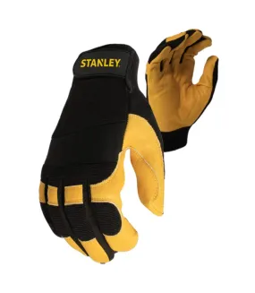 Unisex adult hybrid performance leather safety gloves black/yellow Stanley