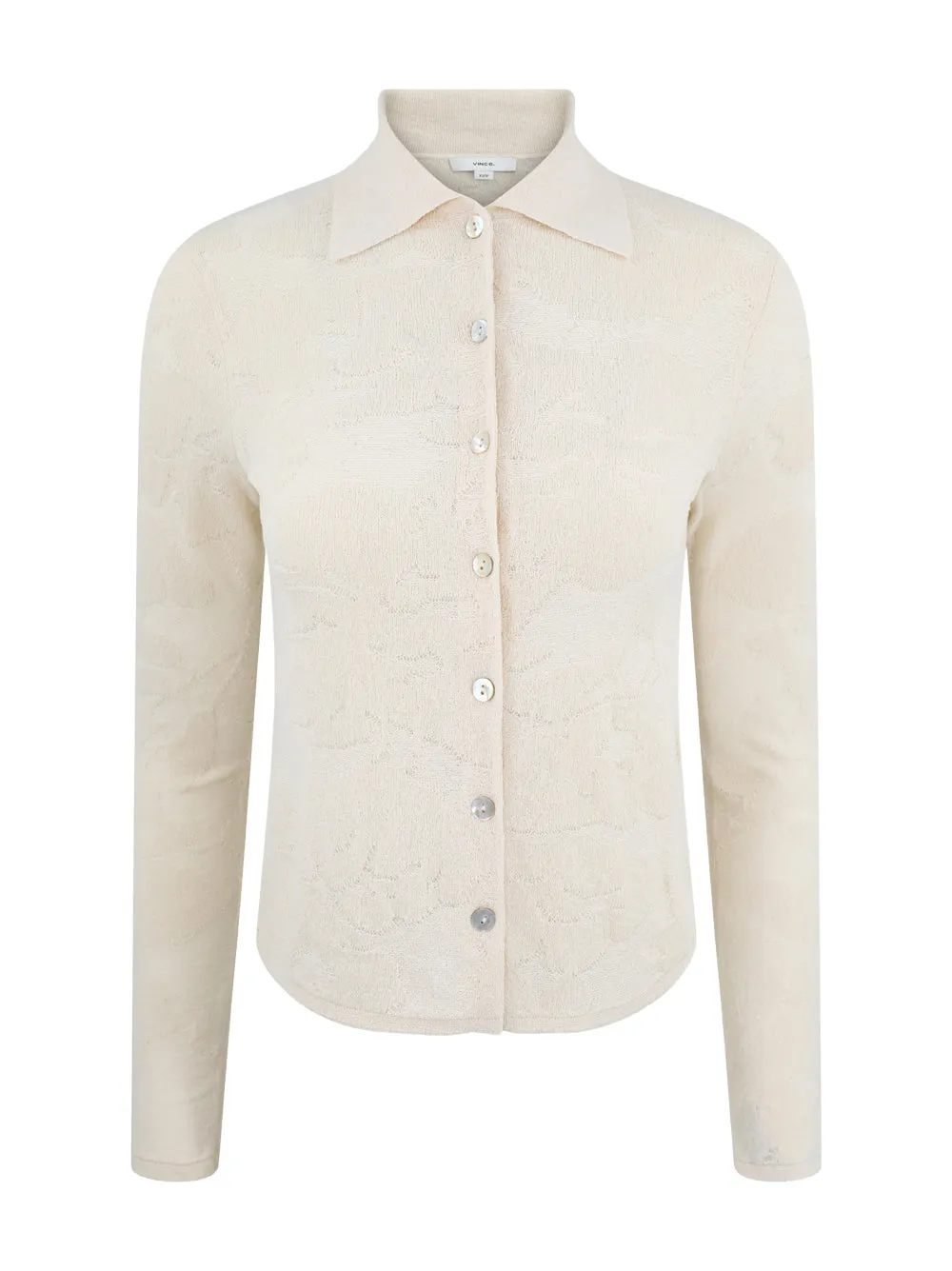 Vince Textured Floral Button Up in Ivory