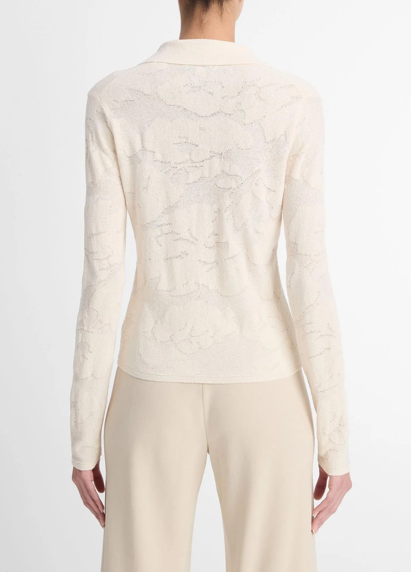 Vince Textured Floral Button Up in Ivory