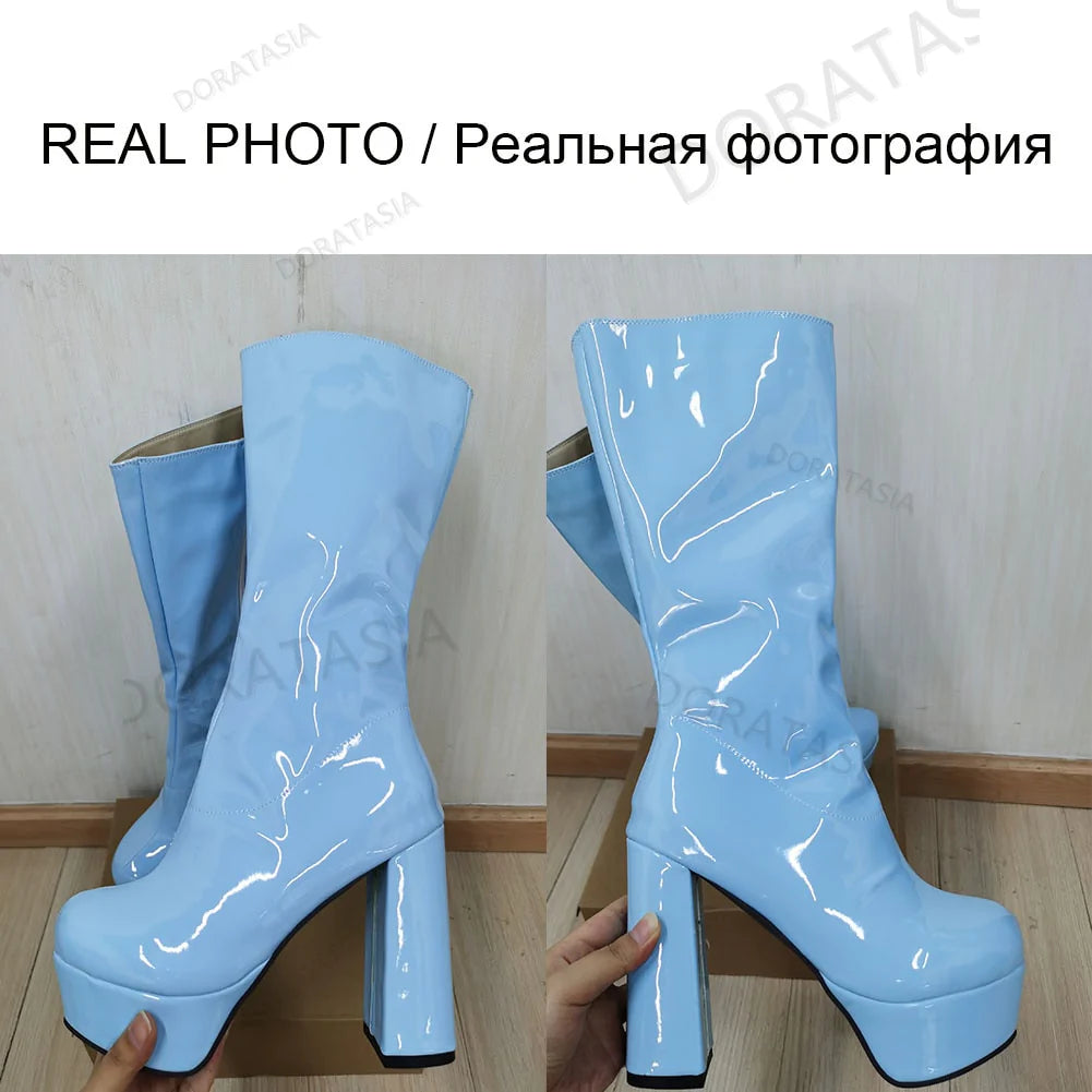 Winter Sexy Women's Handmade Mid-Calf Designer High Heels Boots