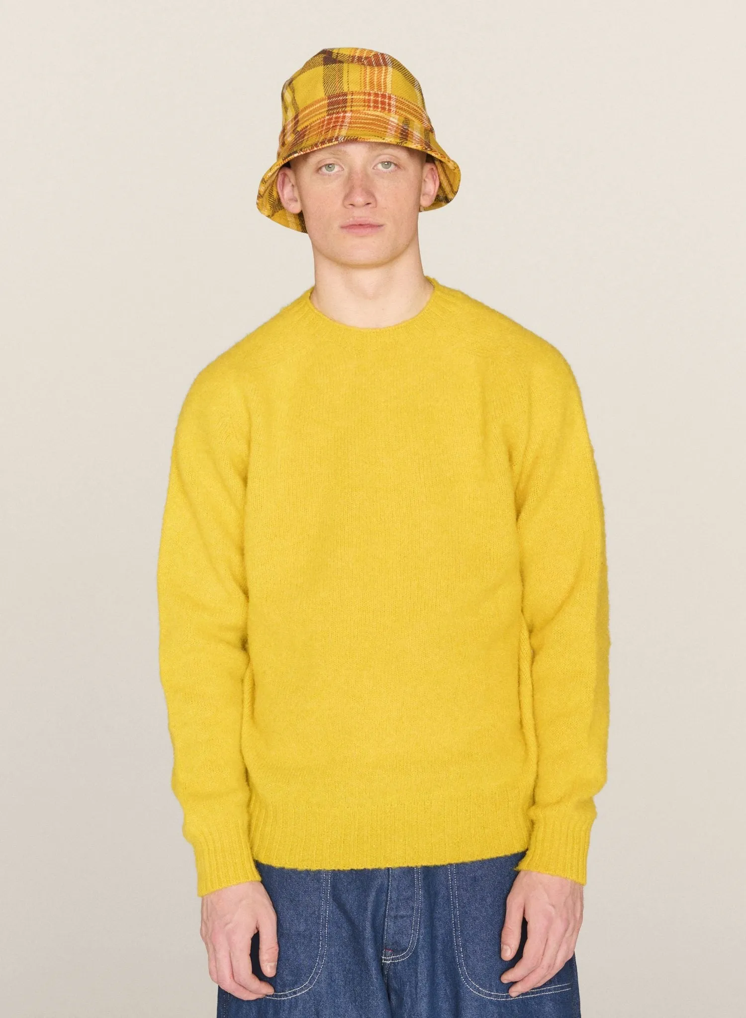 YMC Suedehead Crew Neck Knit yellow